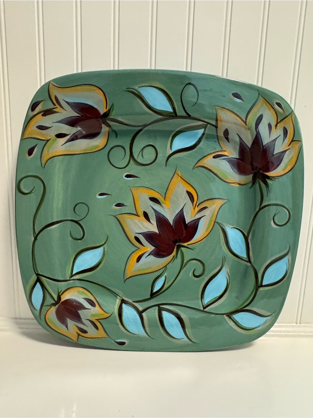 Southern Living At Home Hand-Painted Floral Decorative Plate